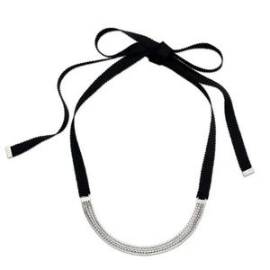 KEEP Collective: Grosgrain and Multi Chain Necklace, Silver/Black - NIB